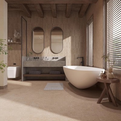 法式莱姆石瓷砖600×1200复古客厅民宿庭院防滑地砖卫生间墙面砖图2