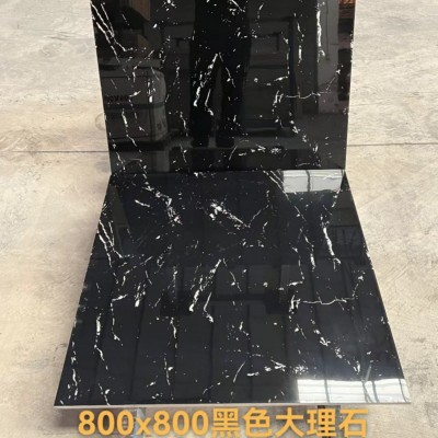 佛山供应黑白根大理石瓷砖800*800黑金花色地砖深啡网火凤仿古砖图3
