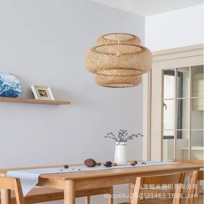跨境竹编藤艺吊灯餐厅咖啡厅竹编吊灯农舍风客厅卧室简约竹编吊灯