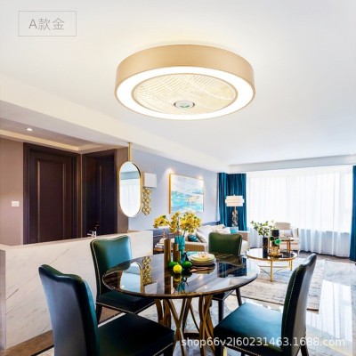 简约超薄卧室风扇灯客厅吸顶灯遥控隐形儿童房风扇灯静音灯具跨境图3