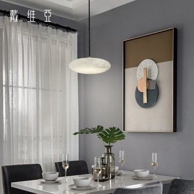 现代简约天然云石灯北欧极简轻奢后现代餐厅吧台卧室床头小吊灯图2