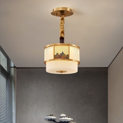 新中式全铜吸顶灯卧室书房创意阳台灯玄关过道灯禅意中国风灯具图2