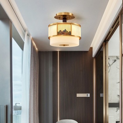 新中式全铜吸顶灯卧室书房创意阳台灯玄关过道灯禅意中国风灯具图4