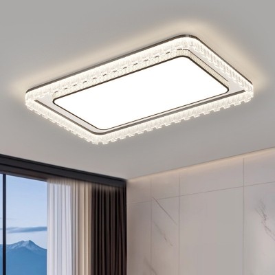 客厅灯意式极简轻奢冰裂纹感大厅主灯长方形吸顶灯卧室灯具高级感图2