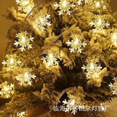 雪花灯串圣诞节装饰彩灯闪灯串灯灯串led网红星星灯串圣诞树彩灯