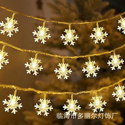 雪花灯串圣诞节装饰彩灯闪灯串灯灯串led网红星星灯串圣诞树彩灯图3