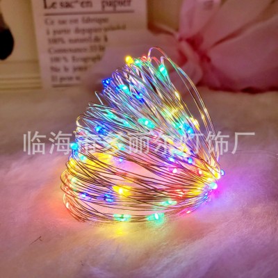 铜线灯串工厂批发CR2032钮扣电池铜线灯鲜花蛋糕装饰星星灯图2