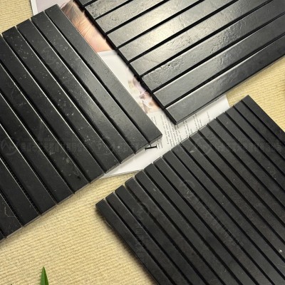 艾米格建材黑色长条天然石材马赛克咖啡服装店卫生间墙面吧台瓷砖图2