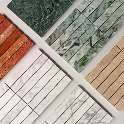 佛山厂家天然红洞石材长条马赛克民宿酒店餐厅咖啡吧台庭院背景砖图2