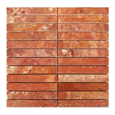 佛山厂家天然红洞石材长条马赛克民宿酒店餐厅咖啡吧台庭院背景砖图4