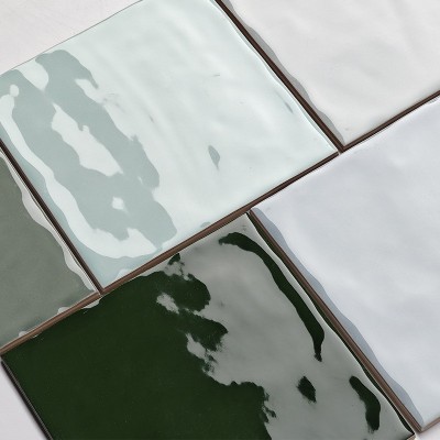 复古渐变手工砖厨房卫生间墙砖法式瓷砖奶油白果绿亮光釉面小方砖图3