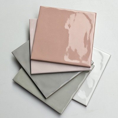 复古渐变手工砖厨房卫生间墙砖法式瓷砖奶油白果绿亮光釉面小方砖图2