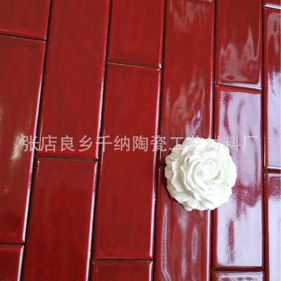 酒红色窑变手工砖 酒红色波纹面墙砖 墙砖卫生间 淄博个性瓷砖图2