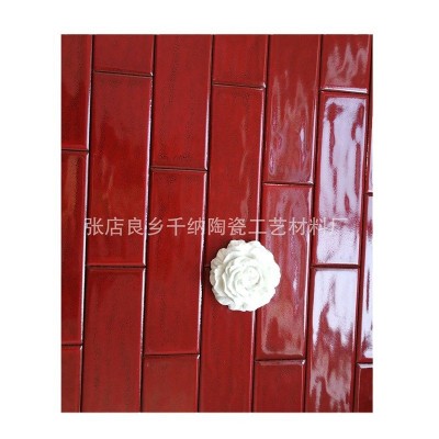 酒红色窑变手工砖 酒红色波纹面墙砖 墙砖卫生间 淄博个性瓷砖图4