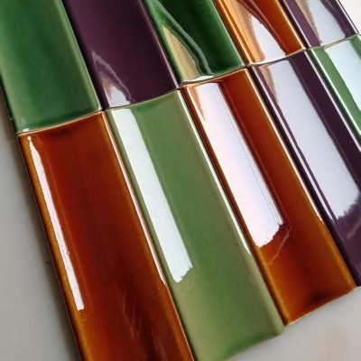 窑变绿色凹面砖 灰色哑光凹面砖 圆弧面手工砖 卫生间瓷砖图2