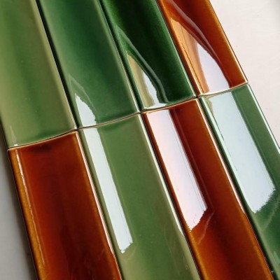 窑变绿色凹面砖 灰色哑光凹面砖 圆弧面手工砖 卫生间瓷砖图3