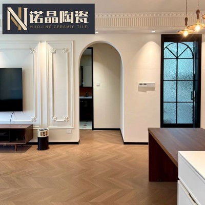 天鹅绒柔光木纹砖600x1200客厅卧室仿实木地砖书房鱼骨纹瓷砖广东图2