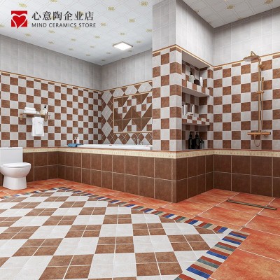 卫生间地砖300x300美式田园地中海风厨房瓷砖防滑小院复古阳台砖图3
