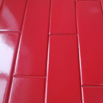 中国红长条砖 红色亮面墙砖 淄博个性小砖 千纳手工砖
