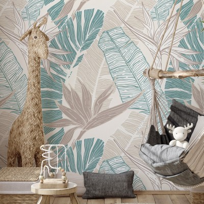 外贸植物花卉纹理抽象墙贴自粘Tiktok热销卧室墙贴家居壁纸贴纸图4