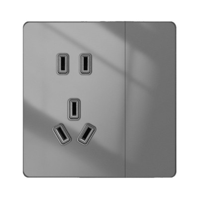 STOSIBN开关面板86暗装家用电源插座钢化玻璃一开5孔阻燃保护usb