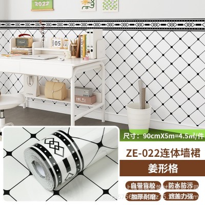 墙纸自粘墙围墙裙壁纸仿瓷砖墙贴大理石墙面翻新贴纸新中式风格图5
