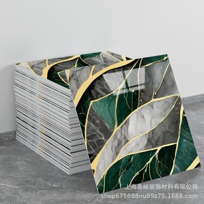 跨境出口批发30*30cm 仿瓷砖大理石纹自粘墙壁纸护墙板铝塑板贴纸图5
