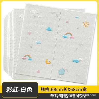 防撞泡沫墙纸床头贴纸自粘软包儿童房3d立体墙贴墙围贴靠墙加厚垫图5