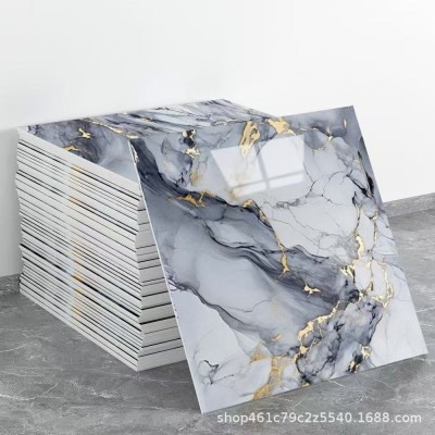 跨境外贸仿大理石鎏金3d瓷砖贴墙面翻新装饰贴纸防油防水墙纸自粘