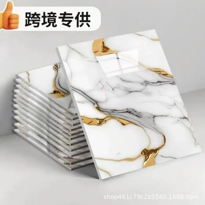 跨境外贸仿大理石鎏金3d瓷砖贴墙面翻新装饰贴纸防油防水墙纸自粘图2