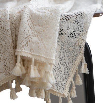 乐轩秀北欧ins米色花边婚庆四叶草镂空蕾丝客厅卧室免打孔窗帘批图4