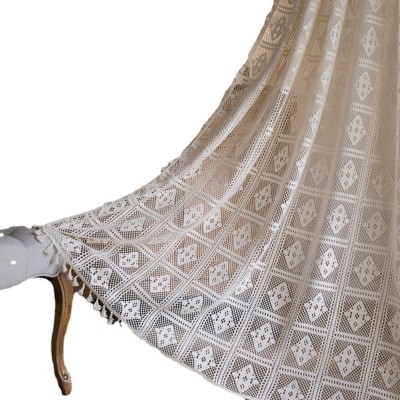 乐轩秀外贸窗帘批发北欧ins米色镂空菱形格子婚庆客厅卧室窗帘布图4