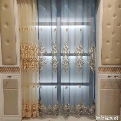 新款简欧绣花窗纱客厅卧室绣纱帘成品制作欧式窗帘飘窗阳台海棠纱图2