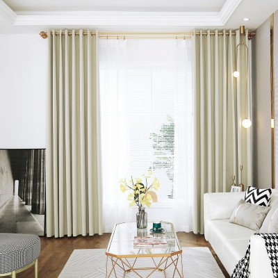 源头厂家窗帘布面料现代简约细麻全遮光隔热覆膜窗帘成品现货供应图3