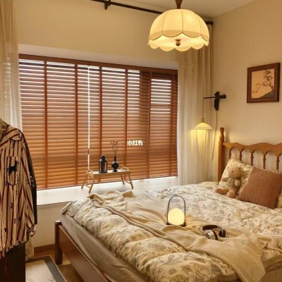 实木百叶帘批发新中式电动木百叶窗窗帘遮光升降书房茶室遮阳卷帘图2