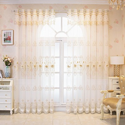高档大气欧式奢华绣花窗纱卧室客厅阳台飘窗纱帘成品遮光窗帘布料图5