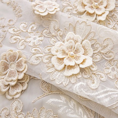 高档大气欧式奢华绣花窗纱卧室客厅阳台飘窗纱帘成品遮光窗帘布料图3