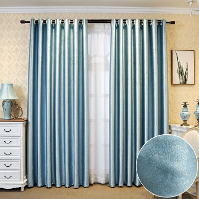 厂家直供遮光窗帘布涤阳电雕压花加厚客厅卧室窗帘成品阳台飘窗图2