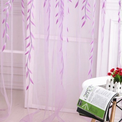 外贸胶印柳叶成品窗纱窗帘可定尺寸制速卖通亚马逊厂家批发
