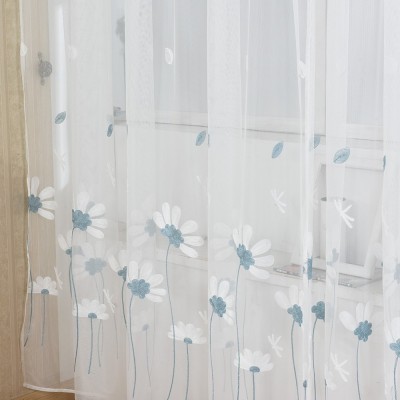 窗纱小菊绣花厂家直销客厅卧室简约窗帘透明现代简约面料成品