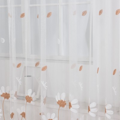 窗纱小菊绣花厂家直销客厅卧室简约窗帘透明现代简约面料成品图2