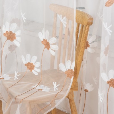 窗纱小菊绣花厂家直销客厅卧室简约窗帘透明现代简约面料成品图5