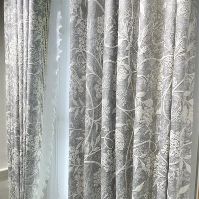 2025新款雾霾蓝客厅雪尼尔提花窗帘轻奢高端加厚卧室高遮光布帘图5