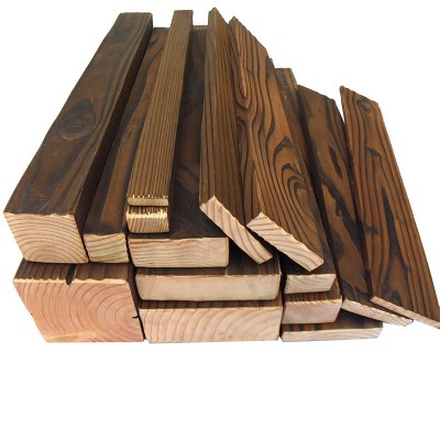 户外防腐木花园庭院露台火烧板木板实木条木板材碳化木地板木方料