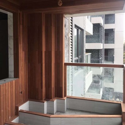 印尼菠萝格防腐木地板圆柱原木木方古长廊立柱户外实木建筑门头图2