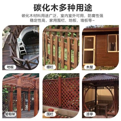 户外防腐木板材碳化木板实木木条樟子松地板松木长条木方墙板吊顶图2