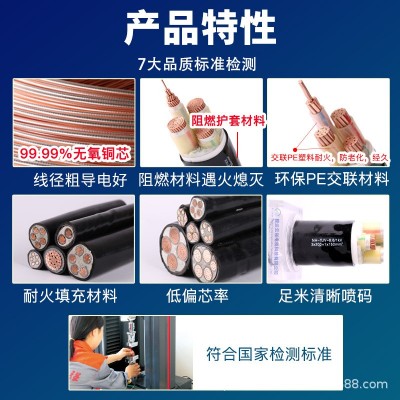 厂家定制铜芯电缆yjv阻燃电缆6/10/16/25/50平方铜线1-5芯电缆线图2