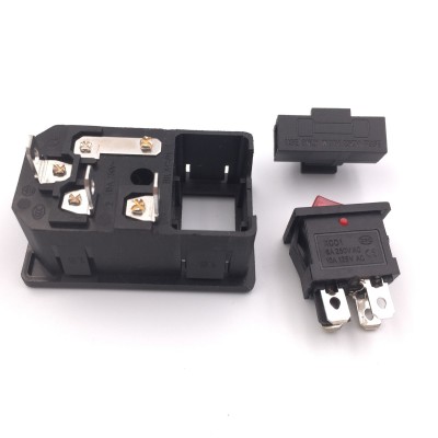 厂家直供三合一AC电源插座AC001电源插座 品字插座开关保险丝电源图2