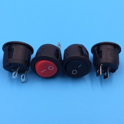 厂家直供KCD3开关 2脚2档不带灯船型开关圆形开关红色黑色 10A 12图2