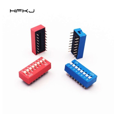 拨码开关红色蓝色指拨开关 2.54八位8P拨动开关 平拨编码开关直插图3